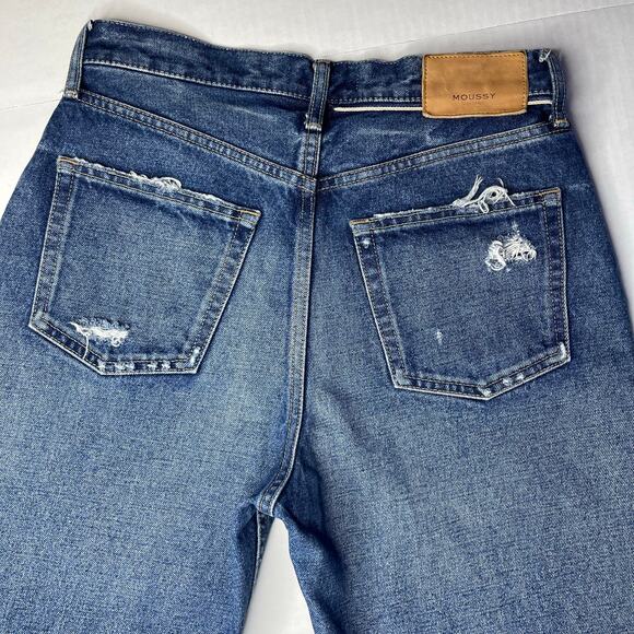 Moussy Vintage Womens Guilford Straight Leg Distressed Jeans size 28 Medium Blue - Picture 12 of 14